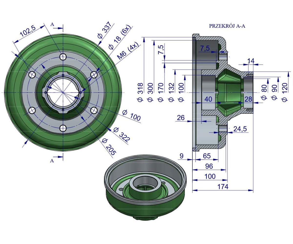 Bęben z piastą tandem Rozrzutnik
