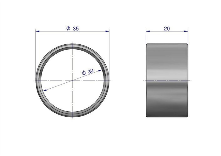 Tulejka stalowa dystansowa 35x30x20 Rozrzutnik