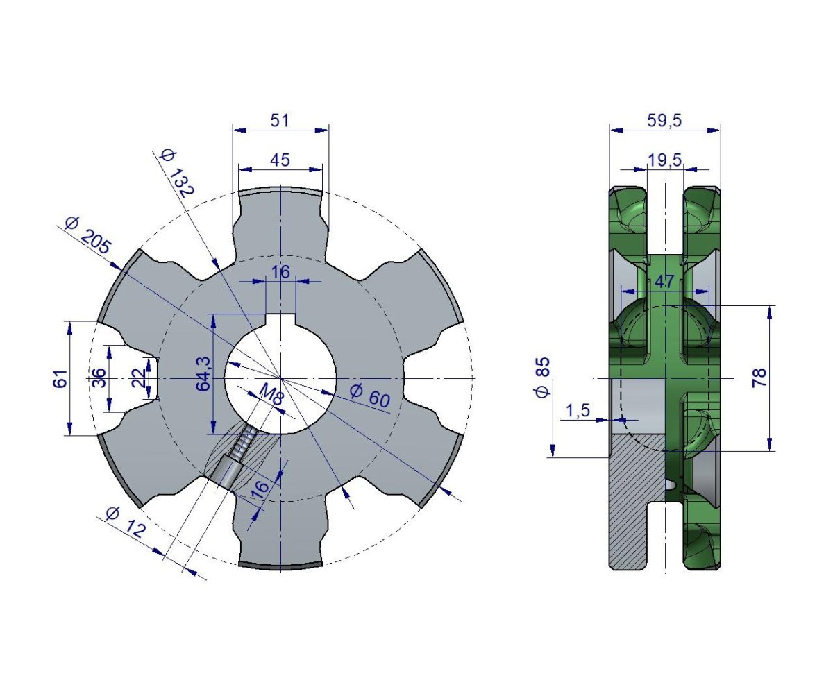 Koło gniazdowe tylne fi-60 Rozrzutnik Tytan