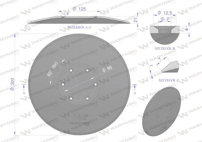 Talerz tarcza redlicy z fazowaniem znacznik siewnik poznaniak stal borowa WARYŃSKI R
