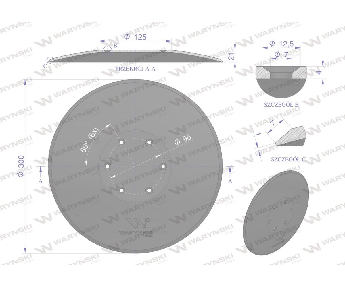 Talerz tarcza redlicy z fazowaniem znacznik siewnik poznaniak stal borowa WARYŃSKI R