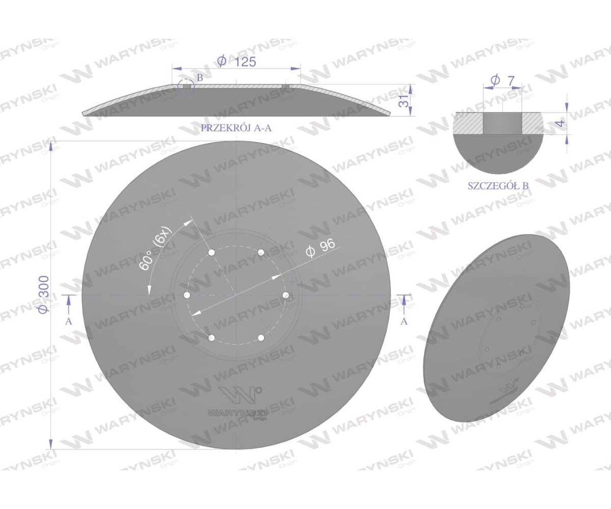 Talerz tarcza redlicy bez fazowania znacznik siewnik poznaniak stal borowa WARYŃSKI R