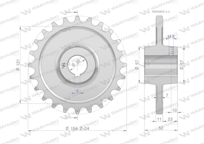 Koło łańcuchowe stalowe hartowane Z-24 3/4" fi-30 Rozrzutnik WARYŃSKI