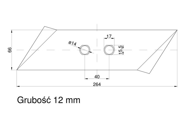 Dłuto, nakładka lemiesza prawa Kverneland Vulcan pasuje śruba M12X34OV2