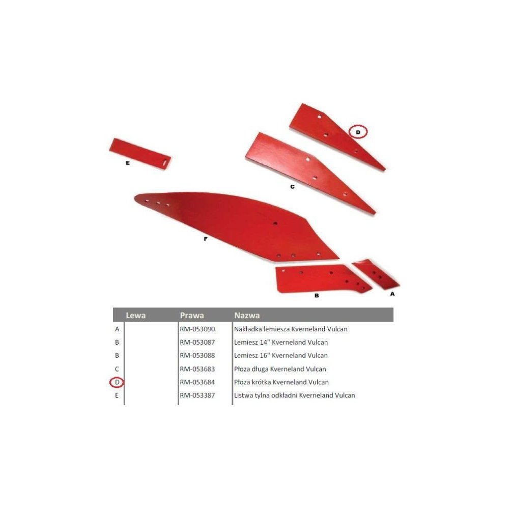 Płoza krótka Kverneland Vulcan