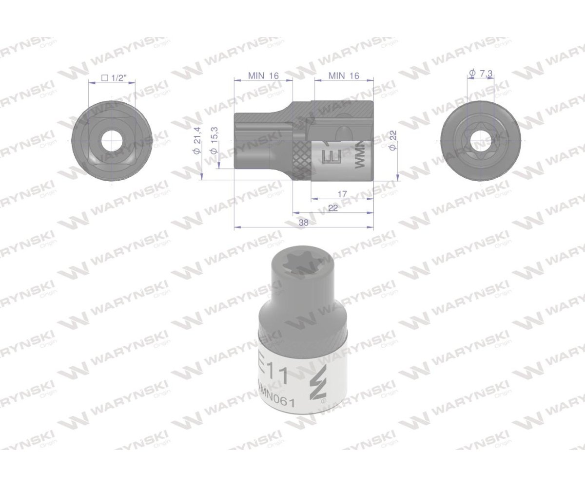 Nasadka star 1/2". E11 CrV50BV30. Waryński