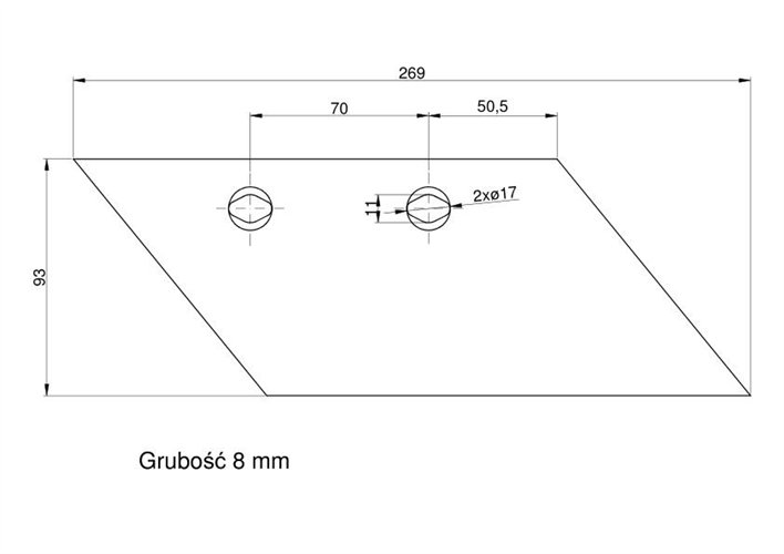 Lemiesz przedpłużka prawy Kverneland. Vulcan