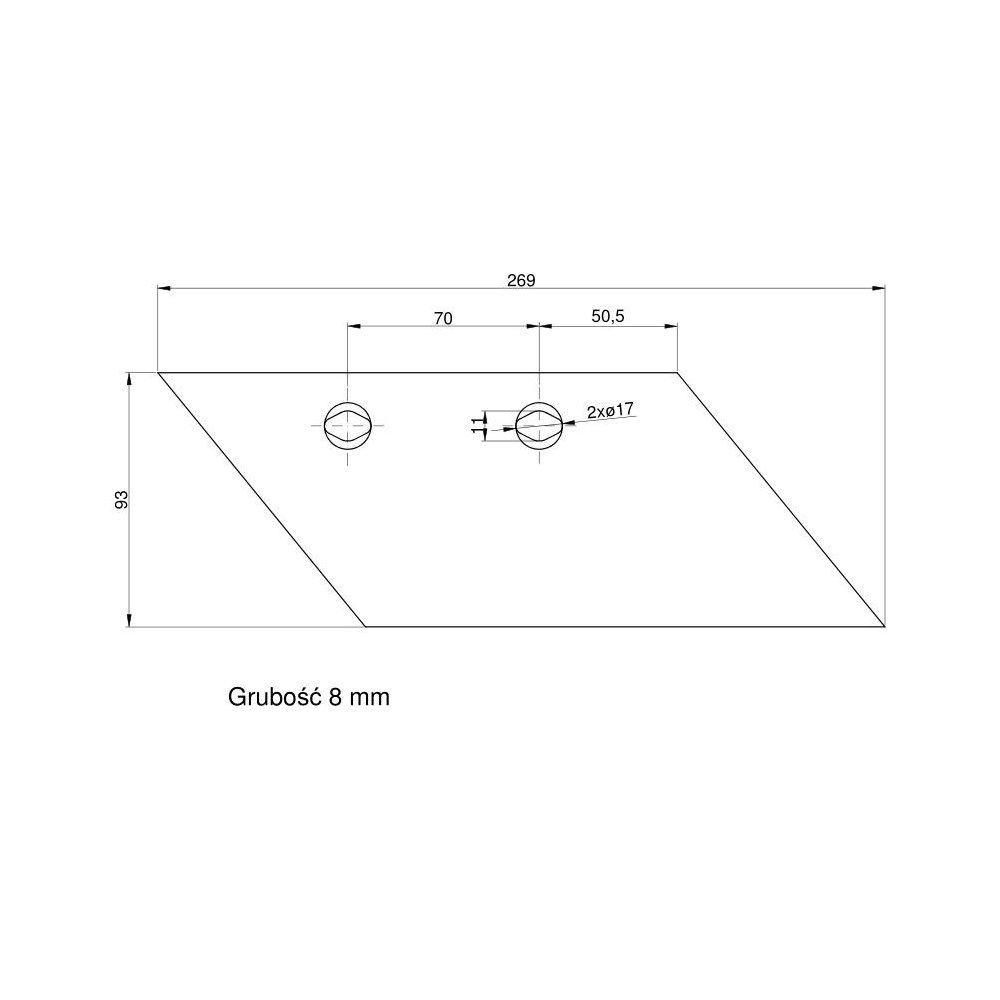 Lemiesz przedpłużka prawy Kverneland. Vulcan
