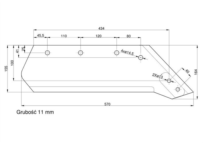 Eurolemiesz prawy 16" Kverneland. Vulcan pasuje śruba M12X34OV2 - 4 szt.