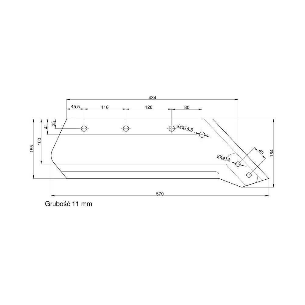 Eurolemiesz prawy 16" Kverneland. Vulcan pasuje śruba M12X34OV2 - 4 szt.