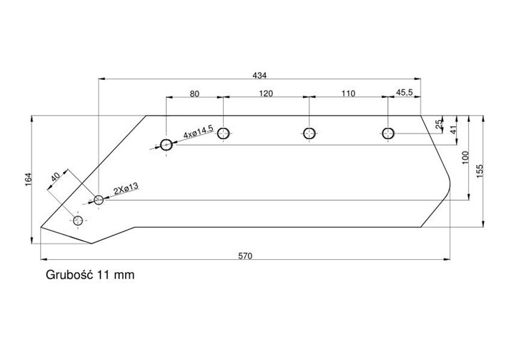 Eurolemiesz lewy 16" Kverneland. Vulcan pasuje śruba M12X34OV2 - 4 szt.