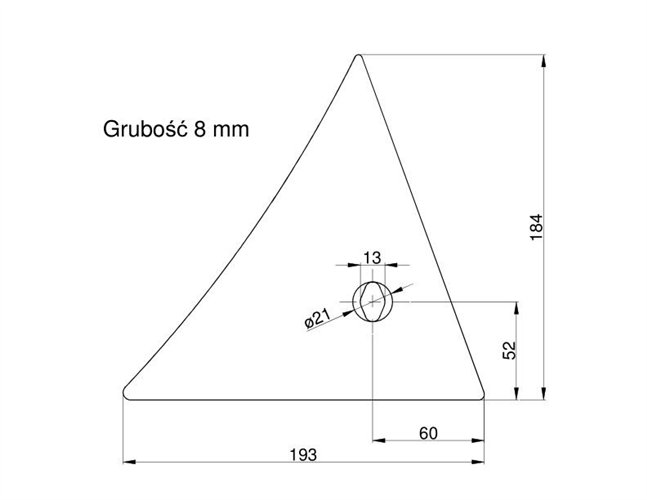 Pierś odkładni lewa jednootworowa Kverneland Vulcan pasuje śruba M12X35NOS - 1 szt.