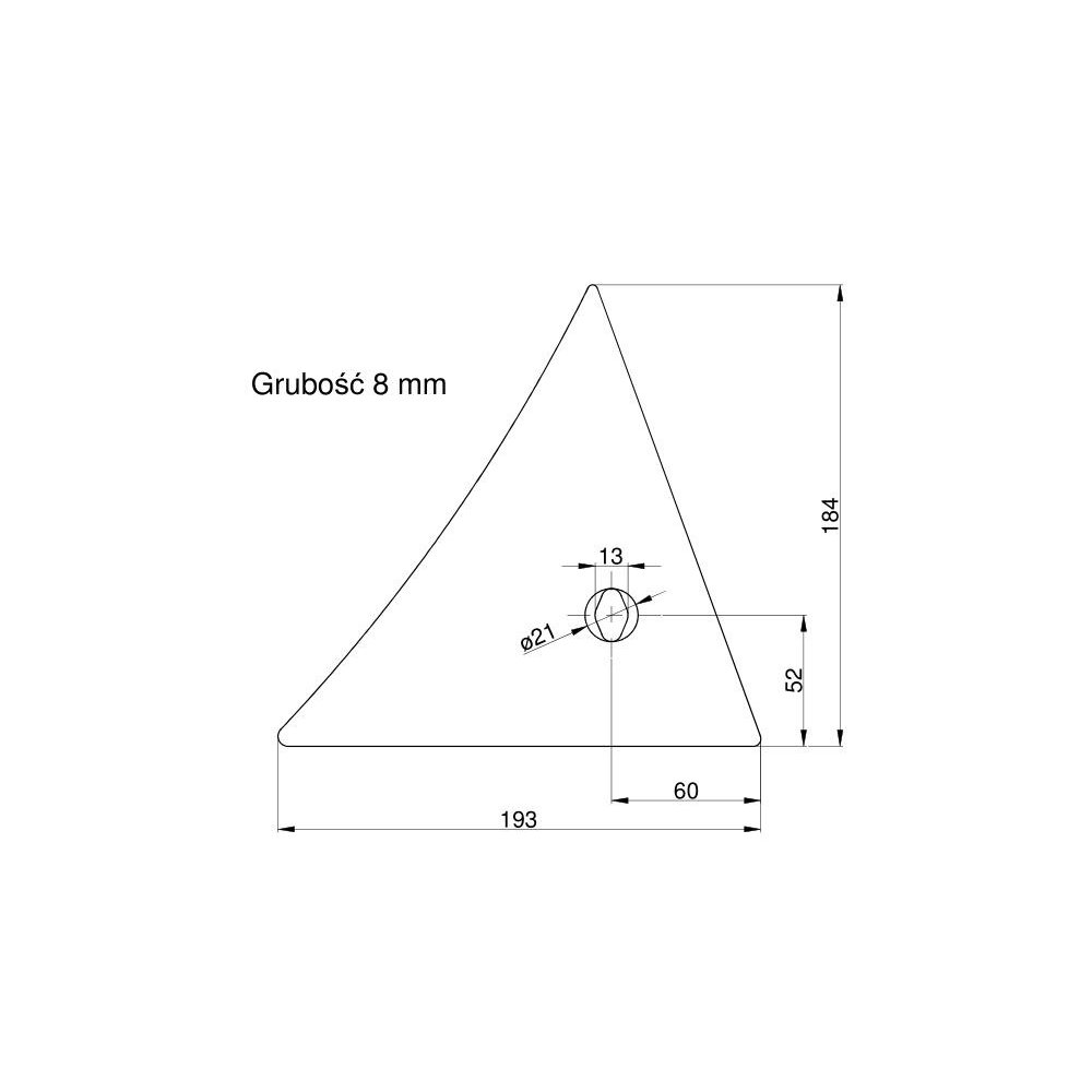 Pierś odkładni lewa jednootworowa Kverneland Vulcan pasuje śruba M12X35NOS - 1 szt.