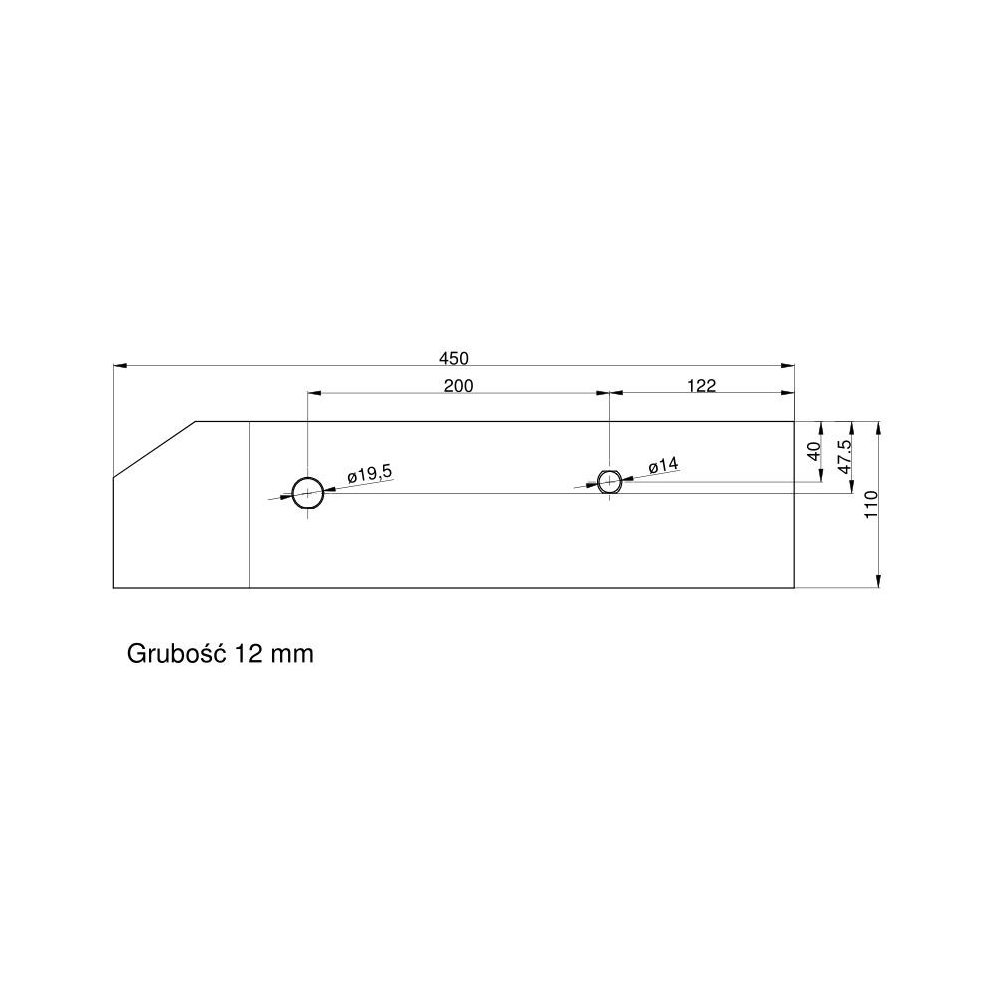 Płoza krótka prawa Kverneland Vulcan pasuje śruba M14X34OV1 - 1 szt. + M12x34OV2 - 1 szt.