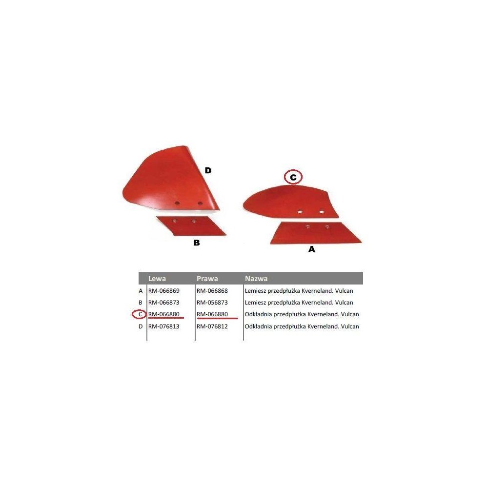 Odkładnia przedpłużka prawa Kverneland Vulcan