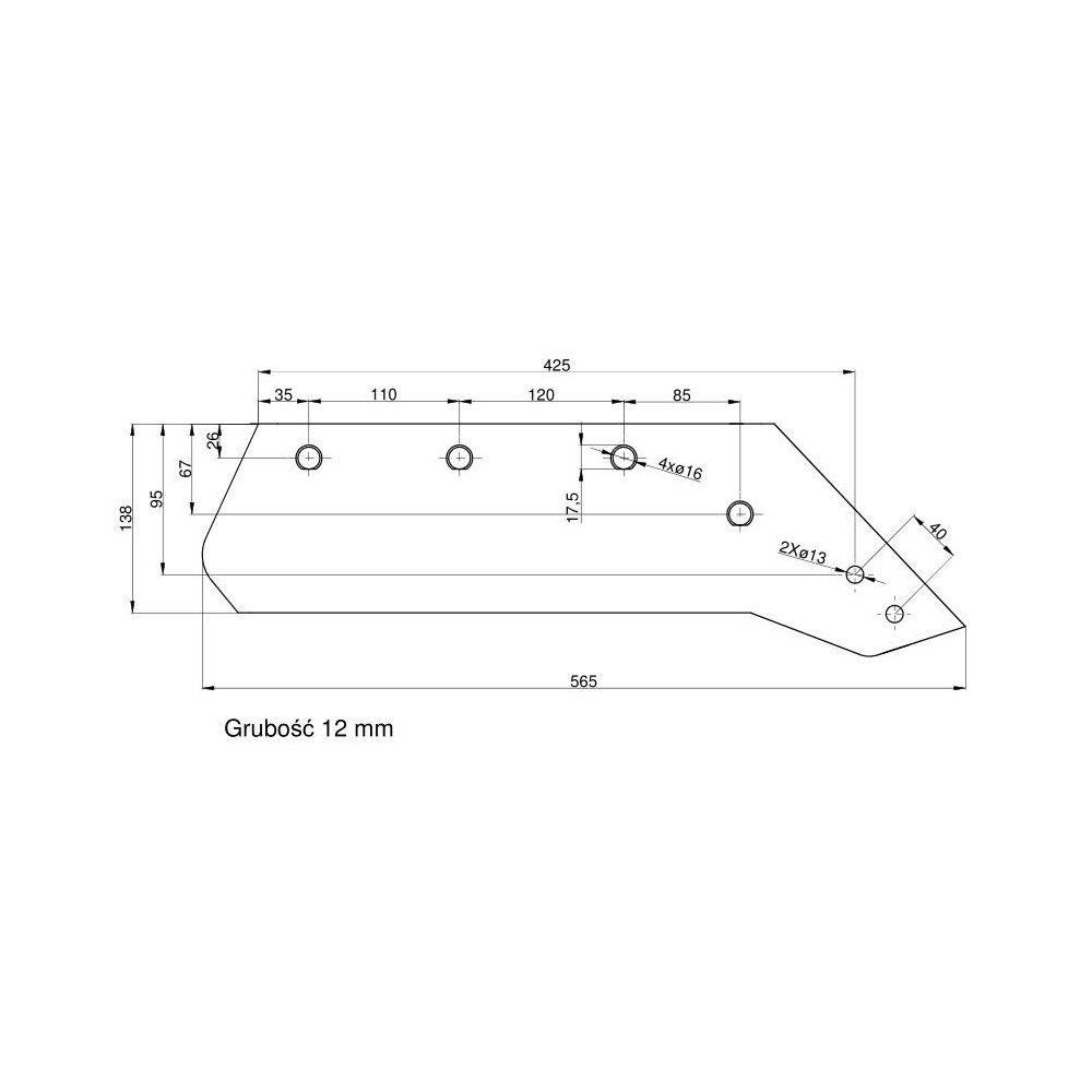 Eurolemiesz prawy 16" Kverneland Kraj