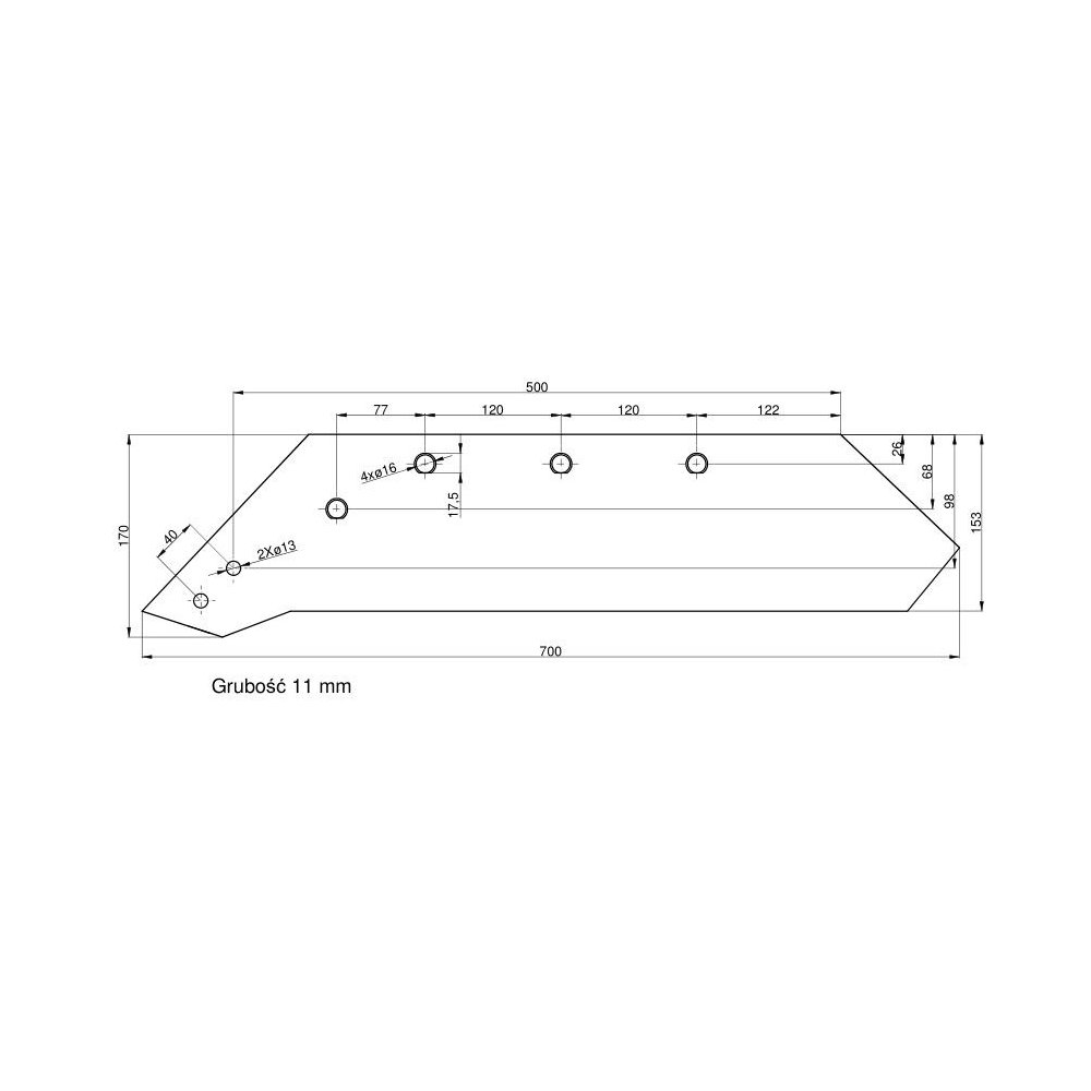 Eurolemiesz lewy 20" Kverneland Vulcan
