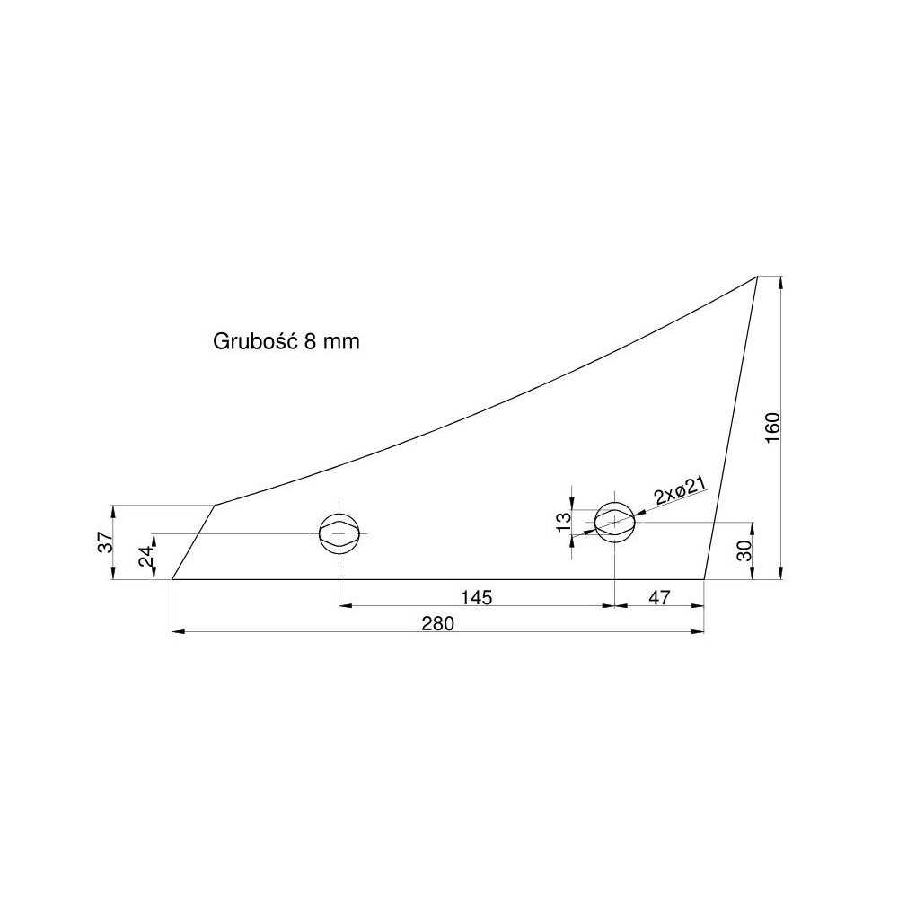 Pierś odkładni prawa dwuotworowa Kverneland Vulcan pasuje śruba M12X35NOS - 2 szt.