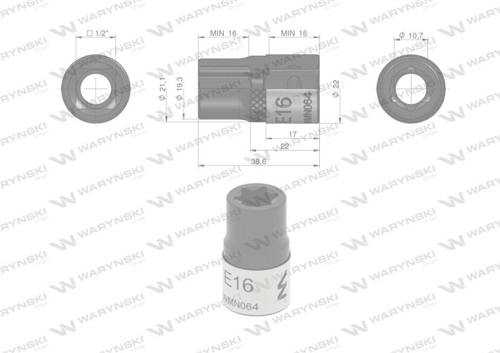 Nasadka star 1/2". E16 CrV50BV30. Waryński