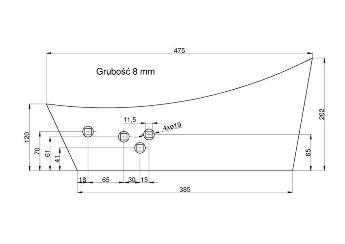 Ścinacz odkładni prawy Kverneland/Lemken Vulcan 3478600 pasuje śruba M10X35PL - 2 szt.