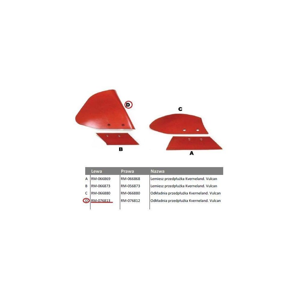 Odkładnia przedpłużka lewa Kverneland Vulcan.