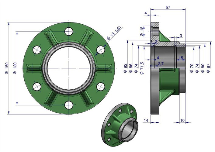 Piasta talerza agregatu 6-otworowa bezobsługowa płaska