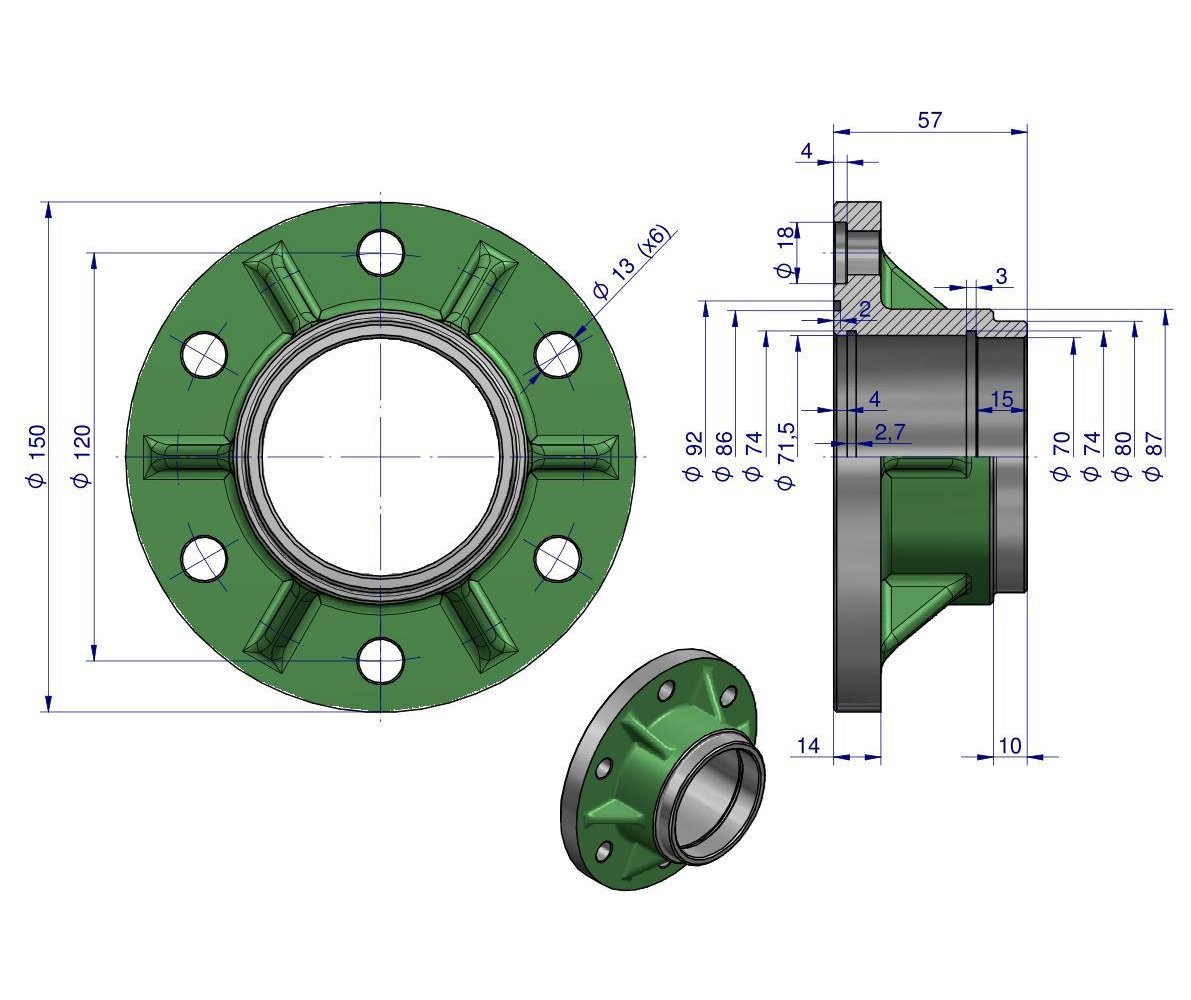 Piasta talerza agregatu 6-otworowa bezobsługowa płaska