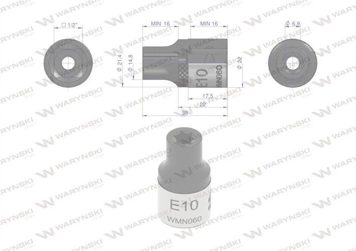 Nasadka star 1/2". E10 CrV50BV30. Waryński