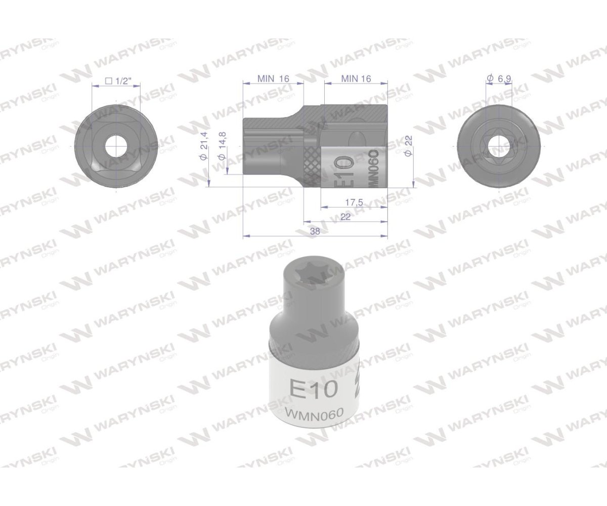 Nasadka star 1/2". E10 CrV50BV30. Waryński