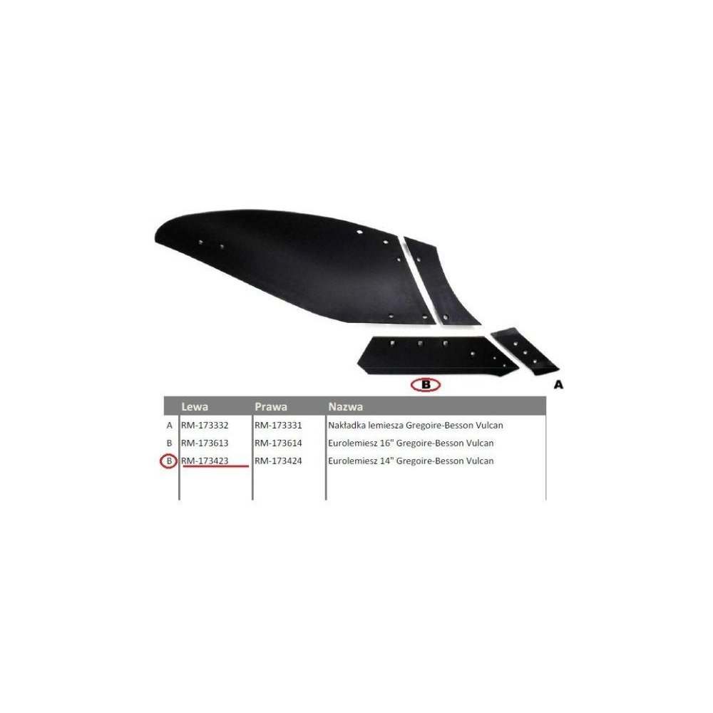 Eurolemiesz lewy 14" Gregoire-Besson Vulcan pasuje śruba M14X35PL - 4 szt.