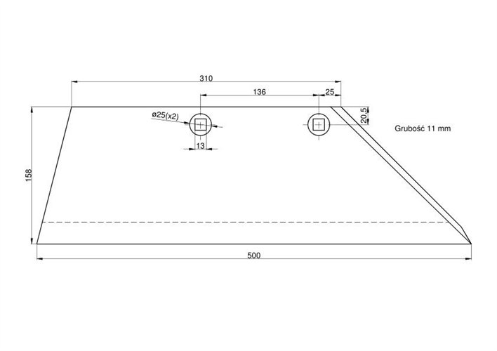 Lemiesz prawy 18" BS 45 D RE gruby Lemken Vulcan