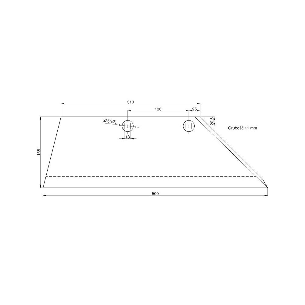 Lemiesz prawy 18" BS 45 D RE gruby Lemken Vulcan