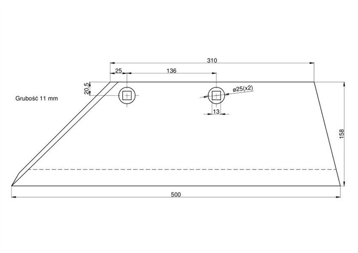 Lemiesz lewy 18" BS 45 D LI gruby Lemken Vulcan