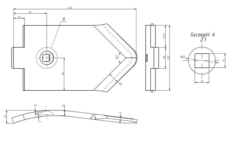 Dziób redlicy Lemken Smaragd Vulcan pasuje śruba M12X35PL - 1 szt.