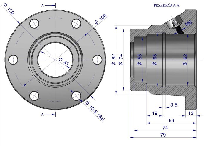 Piasta agregatu nkpl. 6-otworowa talerza i wału stronowego 68A zastosowanie Lemken