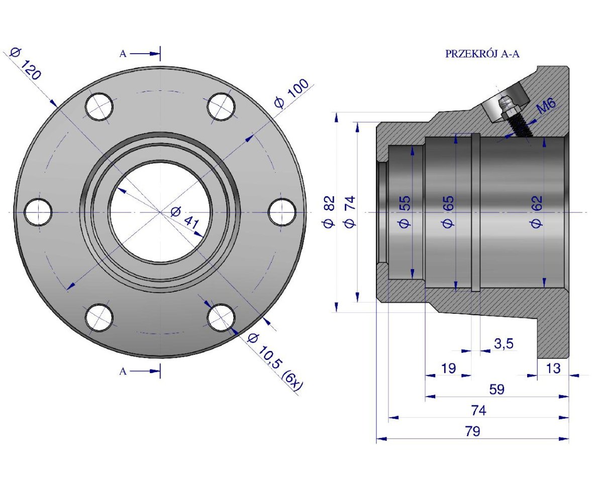Piasta agregatu nkpl. 6-otworowa talerza i wału stronowego 68A zastosowanie Lemken