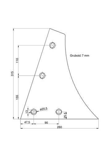 Pierś odkładni prawa 4 otwory Kuhn Vulcan