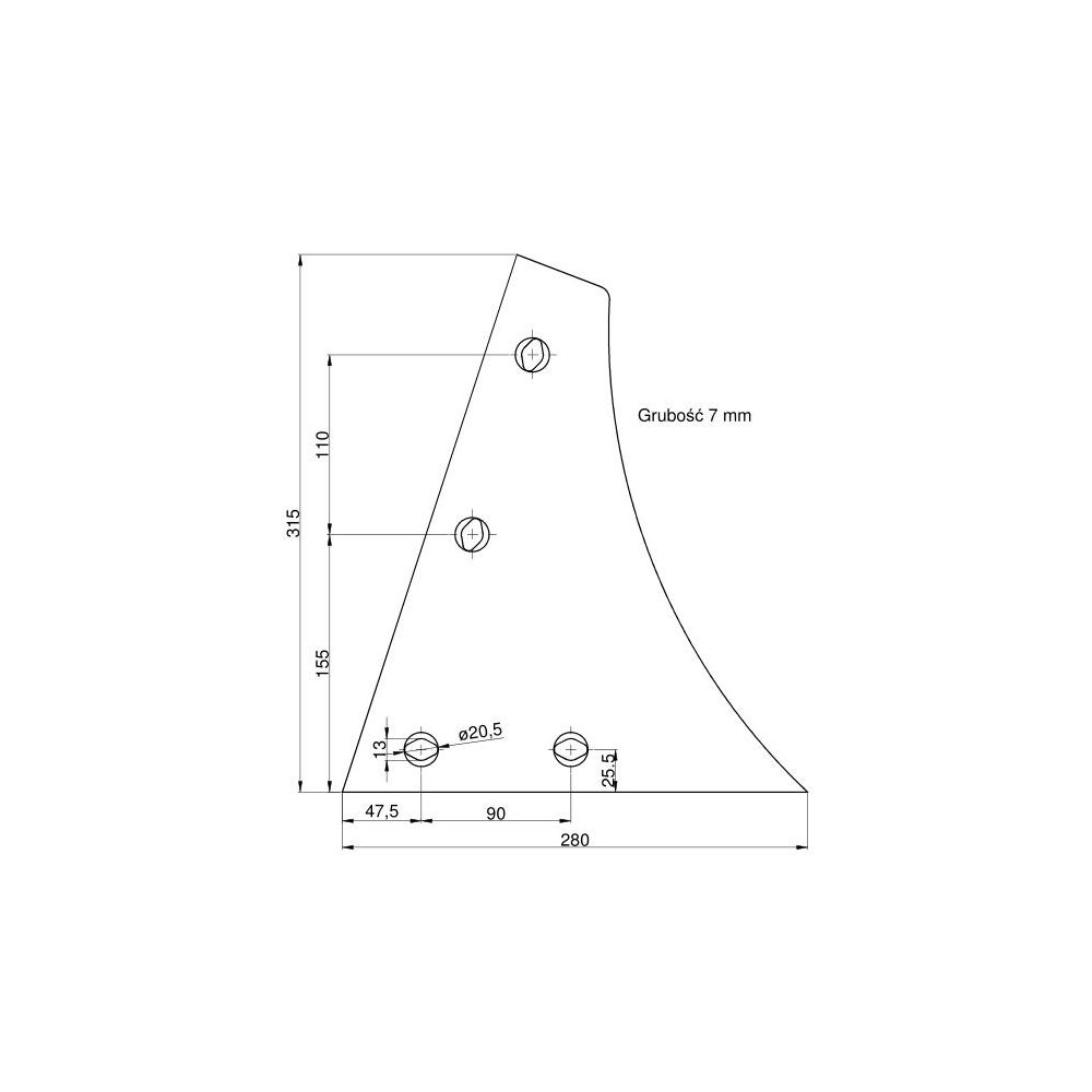 Pierś odkładni prawa 4 otwory Kuhn Vulcan