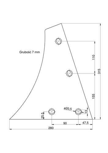 Pierś odkładni lewa 4 otwory Kuhn Vulcan
