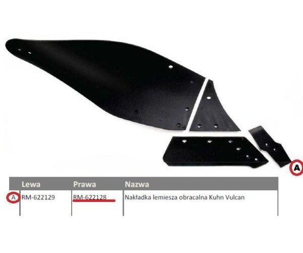 Dłuto, nakładka lemiesza obracalna prawa Kuhn Vulcan pasuje śruba M12X34OV2 - 2 szt.