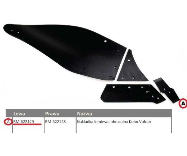 Dłuto, nakładka lemiesza obracalna lewa Kuhn Vulcan pasuje śruba M12X34OV2 - 2 szt.