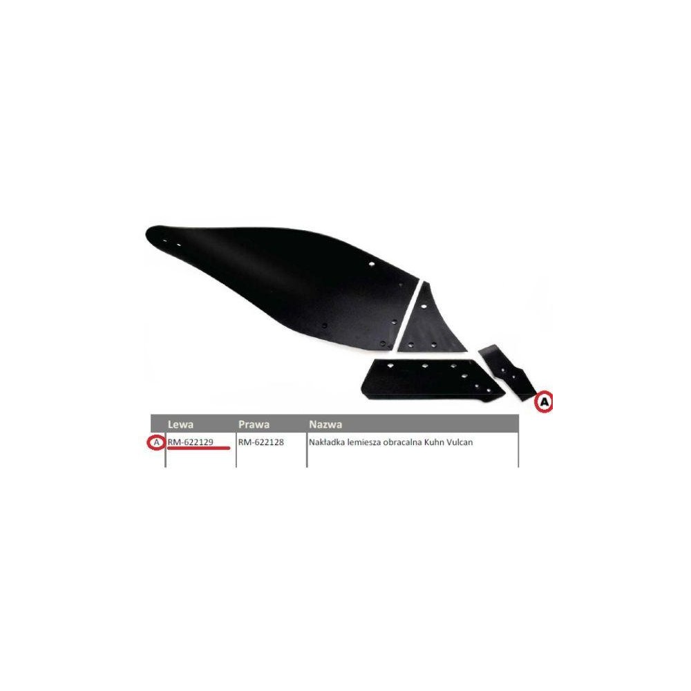 Dłuto, nakładka lemiesza obracalna lewa Kuhn Vulcan pasuje śruba M12X34OV2 - 2 szt.