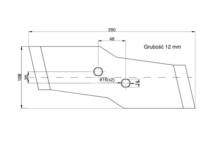 Dłuto, nakładka lemiesza obracalna lewa Kuhn Vulcan pasuje śruba M12X34OV2 - 2 szt.