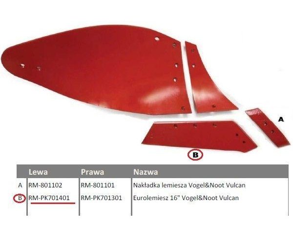 Eurolemiesz lewy 16" Vogel&Noot Vulcan pasuje śruba M14X39OV2 3 szt.