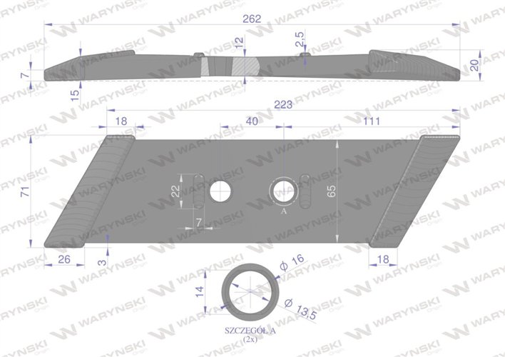 Dłuto. nakładka lemiesza prawa zamiennik Kverneland stal borowa Napawane WARYŃSKI