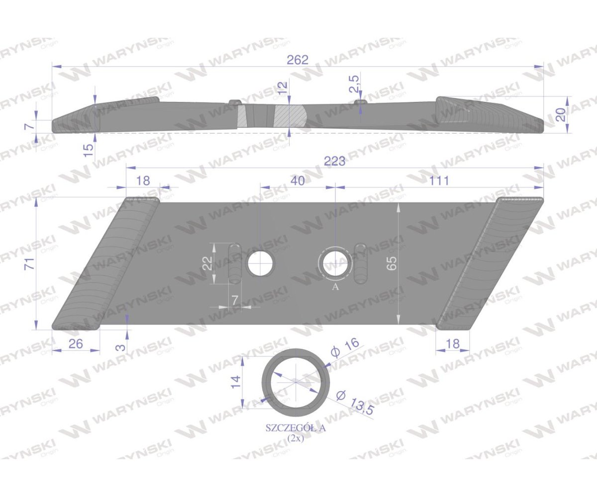 Dłuto. nakładka lemiesza prawa zamiennik Kverneland stal borowa Napawane WARYŃSKI
