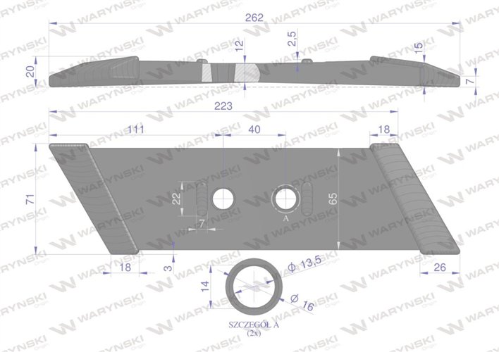 Dłuto. nakładka lemiesza lewa zamiennik Kverneland stal borowa Napawane WARYŃSKI
