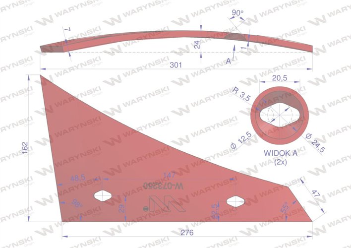 Pierś odkładni prawa dwuotworowa zastosowanie Kverneland stal borowa Waryński