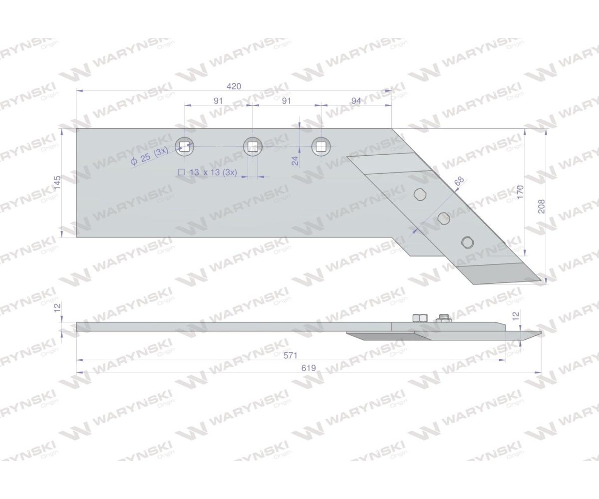 Lemiesz z dłutem zastosowanie B-200 Fortschritt Pług stal borowa Waryński