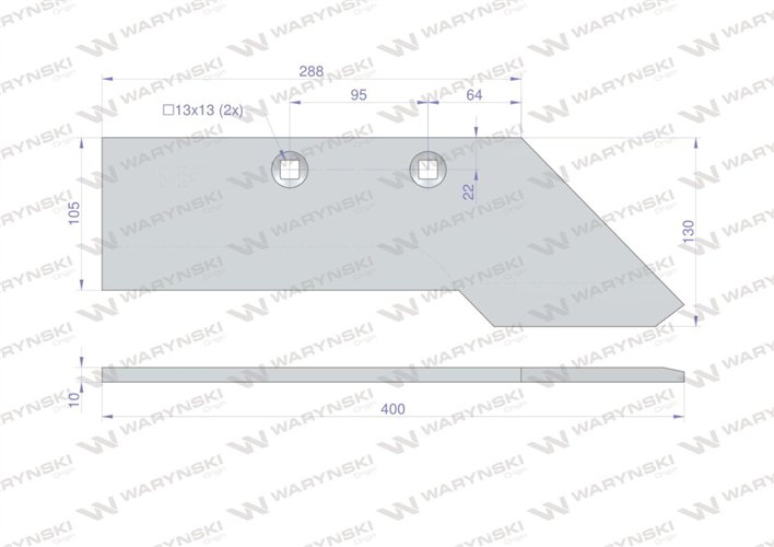 Lemiesz podorywkowy 2-otwory zastosowanie Unia Pług Waryński